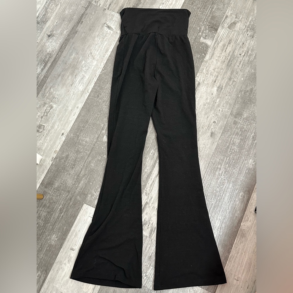 SHEIN flared stretchy black leggings